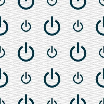 Power icon sign. Seamless pattern with geometric texture. Vector Illustrazione stock