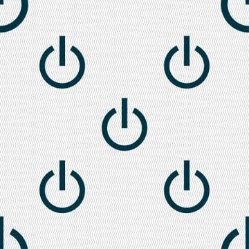 Power icon sign. Seamless pattern with geometric texture. Vector Illustrazione stock