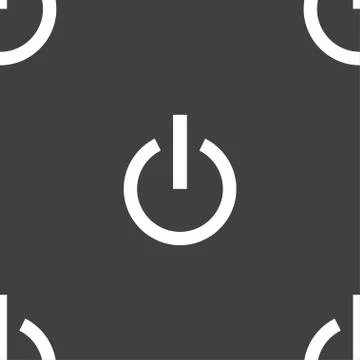 Power icon sign. Seamless pattern on a gray background. Vector Stock Illustration