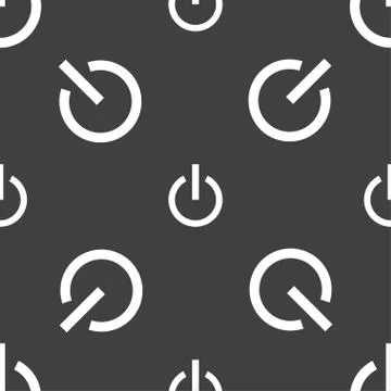 Power icon sign. Seamless pattern on a gray background. Vector Stockillustratie