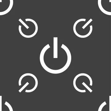 Power icon sign. Seamless pattern on a gray background. Vector Stock Illustration