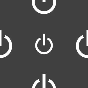Power icon sign. Seamless pattern on a gray background. Vector Stock Illustration