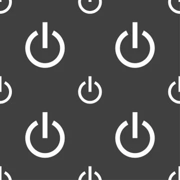 Power icon sign. Seamless pattern on a gray background. Vector Stock Illustration