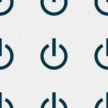 Power icon sign. Seamless pattern with geometric texture. Stock Illustration