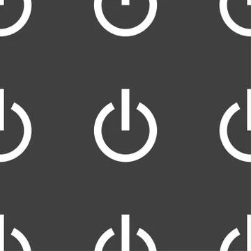 Power icon sign. Seamless pattern on a gray background. Illustrazione stock
