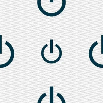 Power icon sign. Seamless pattern with geometric texture. Illustrazione stock