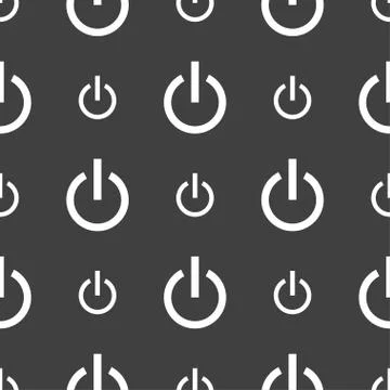 Power icon sign. Seamless pattern on a gray background. Stock Illustration