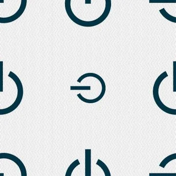 Power icon sign. Seamless pattern with geometric texture. Stock Illustration