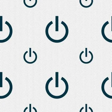 Power icon sign. Seamless pattern with geometric texture. Stock Illustration