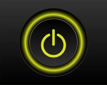 Power icon Vector Illustration isolated on black background. Illustrazione stock