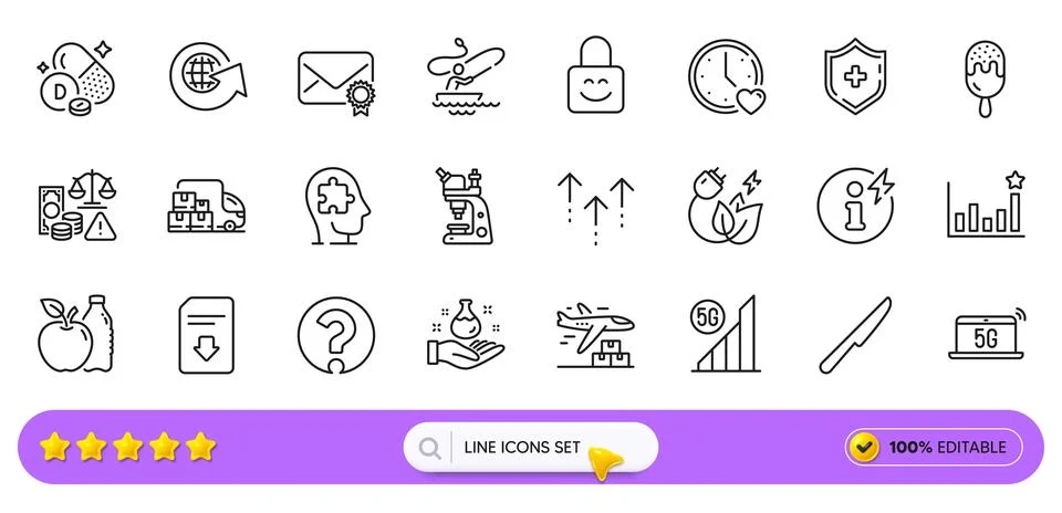 Power info, Fraud and Question mark line icons for web app. Pictogram icon. Line Stock Illustration