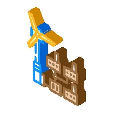 Power integration wind turbine isometric icon vector illustration Stock Illustration