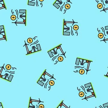 Power integration wind turbine vector seamless pattern Stock Illustration