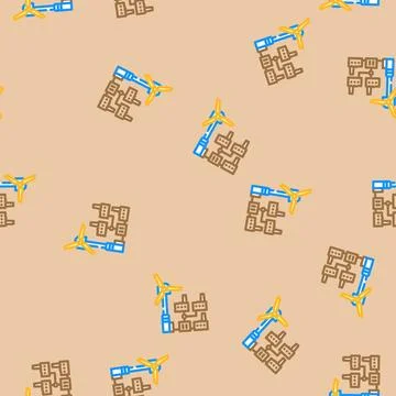 Power integration wind turbine vector seamless pattern Stock Illustration