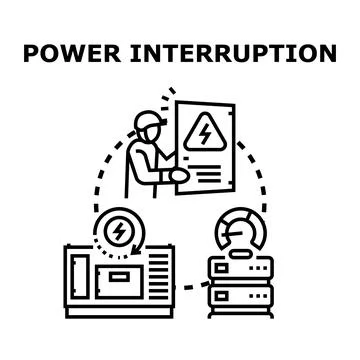 Power interruption concept with electrical worker and generator Stock Illustration