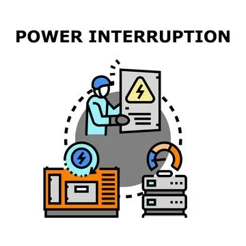 Power interruption concept with electrical worker and generator Stock Illustration