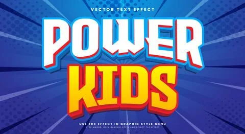 Power Kids 3D Editable text effect Template Stock Illustration