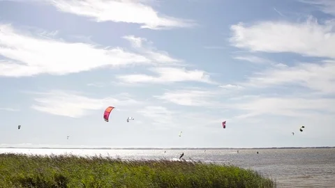Power Kite Surfers Stock Footage 81204131