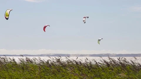 Power Kites In The Blue Sky Stock Footage 81204128
