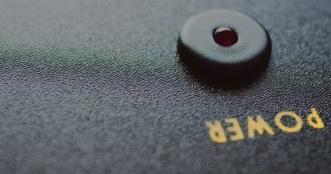 Power led turn on/off indicator lamp of electronic device. Selective focus Stock Footage 131302235