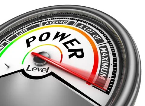 Power level conceptual meter indicate maximum Stock Illustration