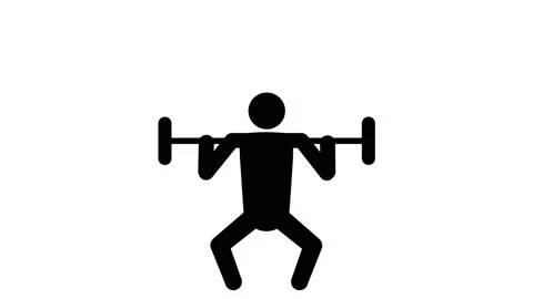 Power Lifting Icon. Man with Barbell Sign animation 4k. Stock Footage 147593014