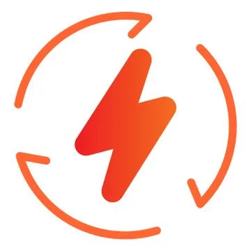 Power lightning with circled arrows flat icon. Energy bolt, danger of electric Stock Illustration