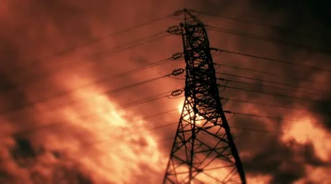 Power Line against sky 2 Stock Footage 10835181