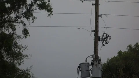 A power line and rain Stock Footage 88955768