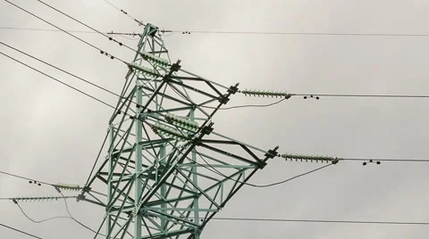 Power line on the background of clouds  5 Stock Footage 51468661