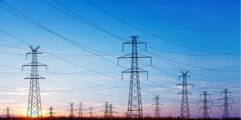 Power Line at the Blue Sky Stock Photos