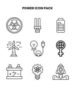 Power Line Bundle Icons Pack Stock Illustration