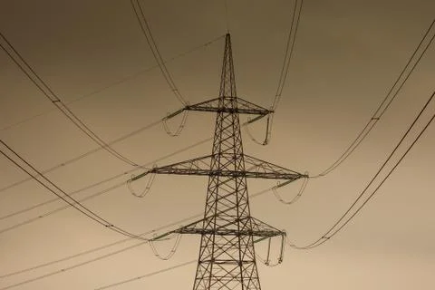 Power line construction Stock Photos