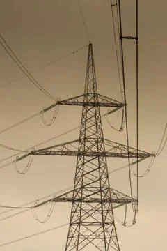 Power line construction Stock Photos