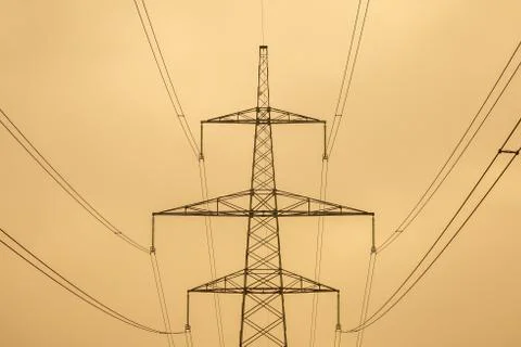Power line construction Stock Photos