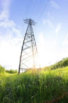 Power line in a contryside Stock Photos