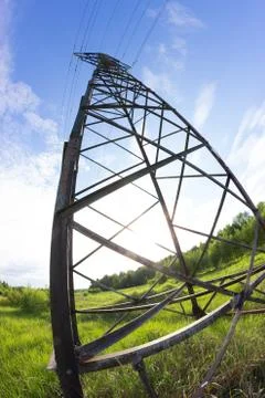 Power line in a contryside Stock Photos