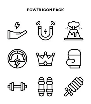 Power Line Design Icons Pack Stock Illustration