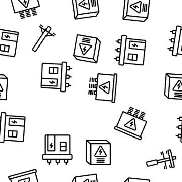 Power Line Electricity Vector Seamless Pattern Illustrazione stock