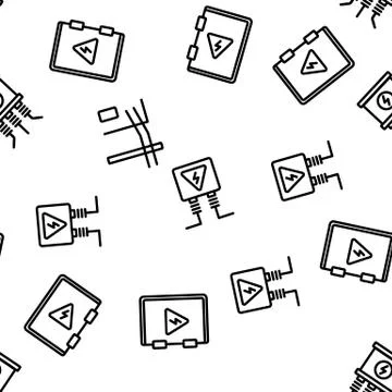 Power Line Electricity Vector Seamless Pattern 스톡 일러스트