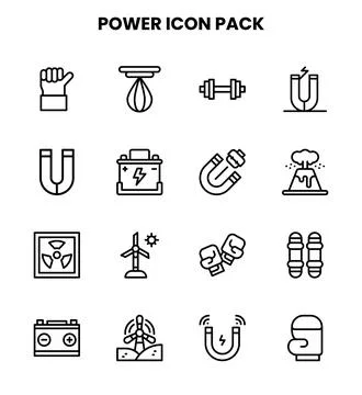 Power Line Graphics Icons Pack Stock Illustration