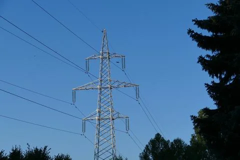 Power line. High construction with wires for power transmission. Stock Photos