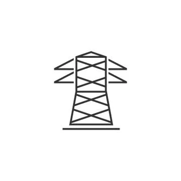 Power line icon flat Stock Illustration