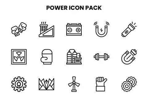 Power Line Icons Pack Stock Illustration