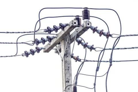 Power line on isolate white background. Stock Photos