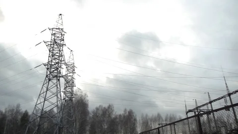 Power line, lead sky Stock Footage 123070514