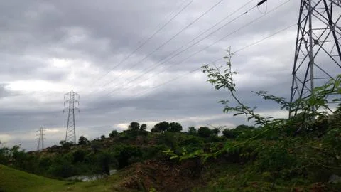 Power line perspective view Stock Photos