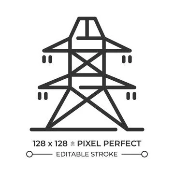 Power line pixel perfect linear icon Stock Illustration