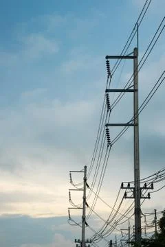 Power line pole Stock Photos