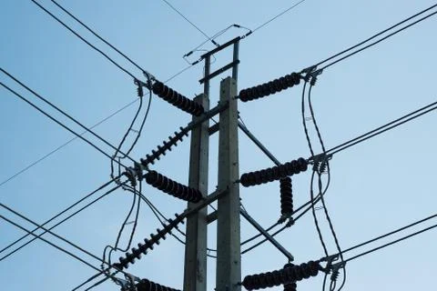 Power line pole Stock Photos